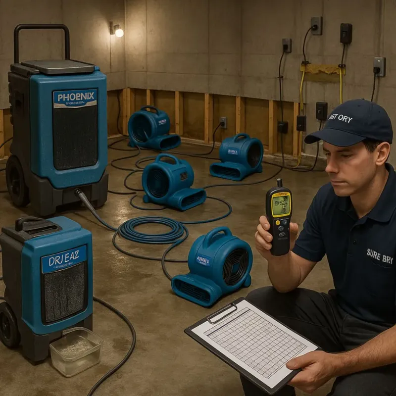 Structural Drying and Dehumidification process in Rodeo, CA